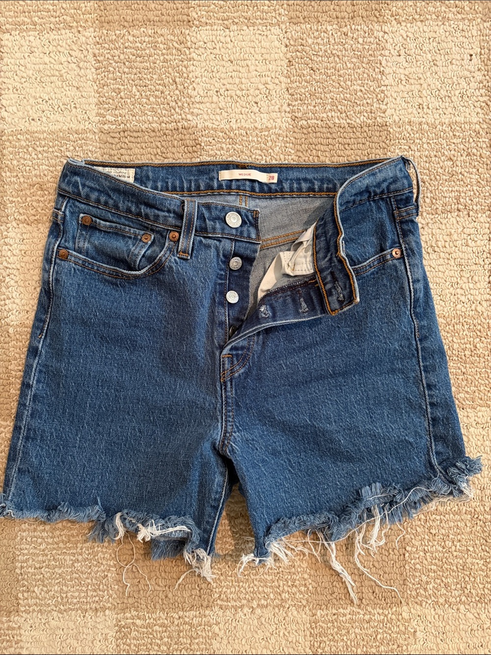 Levi's Medium Blue Wedgie Denim Cut Off Shorts